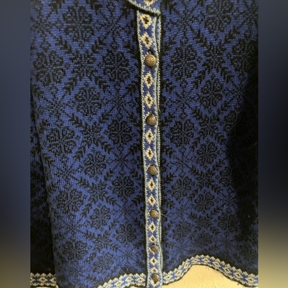 LL Bean Merino Wool Winter Outdoor Comfy FairIsle Nordic Sweater Cardigan Large - Picture 4 of 10